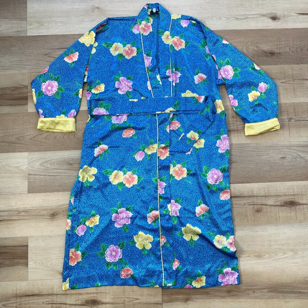 VTG Christian Dior Retro Floral Bath Dressing Robe Size M Grannycore
